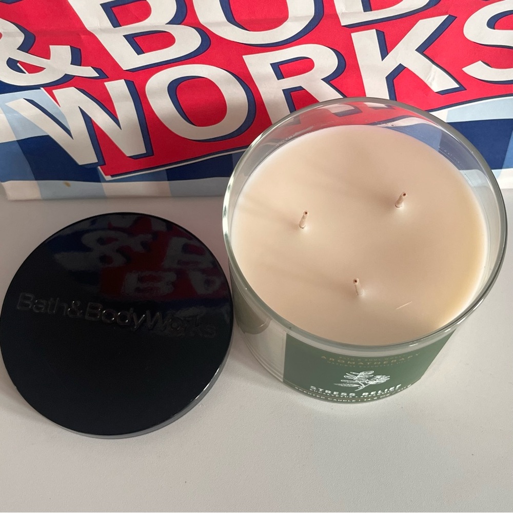 New Aromatherapy Stress Relief Eucalyptus + Spearmint bath and body works candle - Picture 3 of 4